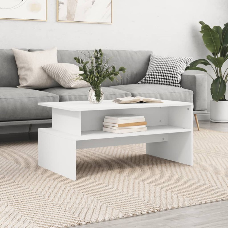 vidaXL Tavolino da Salotto Bianco 90x55x42,5 cm in Legno Multistrato vidaXL Tavolino da Salotto Bianco 90x55x42,5 cm in Legno Multistrato