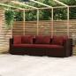 vidaXL Divano a 3 Posti con Cuscini in Polyrattan Marrone vidaXL Divano a 3 Posti con Cuscini in Polyrattan Marrone