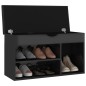 vidaXL Panca Porta Scarpe Cuscino Nero Lucido 80x30x47cm Multistrato vidaXL Panca Porta Scarpe Cuscino Nero Lucido 80x30x47cm Multistrato