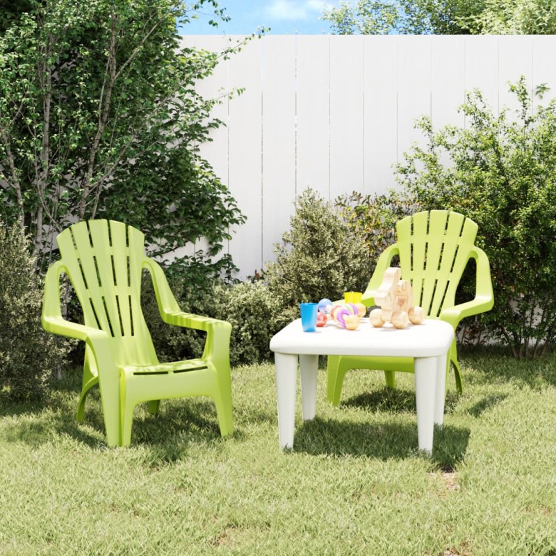 vidaXL Sedie Giardino 2pz Bambini Verdi 37x34x44cm PP Aspetto in Legno vidaXL Sedie Giardino 2pz Bambini Verdi 37x34x44cm PP Aspetto in Legno