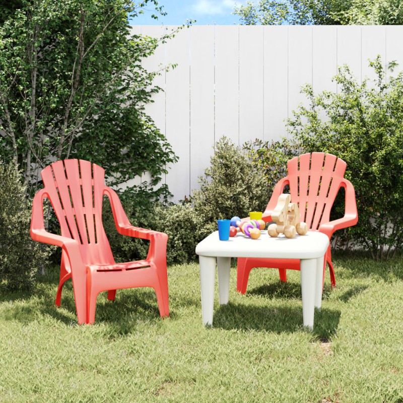vidaXL Sedie Giardino 2pz Bambini Rosse 37x34x44cm PP Aspetto in Legno vidaXL Sedie Giardino 2pz Bambini Rosse 37x34x44cm PP Aspetto in Legno