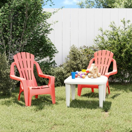 vidaXL Sedie Giardino 2pz Bambini Rosse 37x34x44cm PP Aspetto in Legno