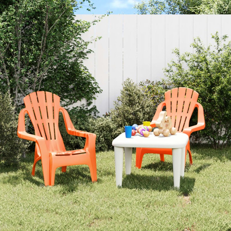 vidaXL Sedie Giardino 2pz Bambini Arancioni 37x34x44 PP Aspetto Legno vidaXL Sedie Giardino 2pz Bambini Arancioni 37x34x44 PP Aspetto Legno