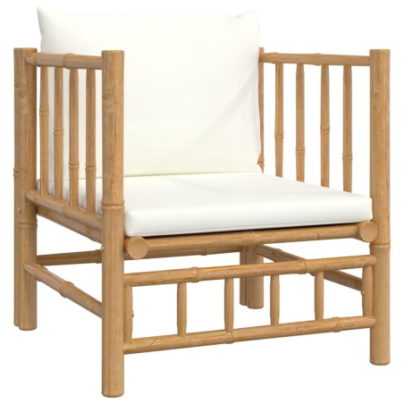 vidaXL Divano da Giardino con Cuscini Bianco Crema in Bambù