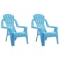 vidaXL Sedie Giardino 2pz Bambini Blu 37x34x44cm PP Aspetto in Legno vidaXL Sedie Giardino 2pz Bambini Blu 37x34x44cm PP Aspetto in Legno
