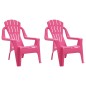 vidaXL Sedie Giardino 2pz Bambini Rosa 37x34x44cm PP Aspetto in Legno vidaXL Sedie Giardino 2pz Bambini Rosa 37x34x44cm PP Aspetto in Legno
