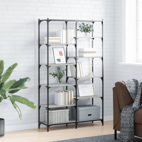 vidaXL Libreria Grigio Sonoma 100x32x170 cm Legno Multistrato e Ferro