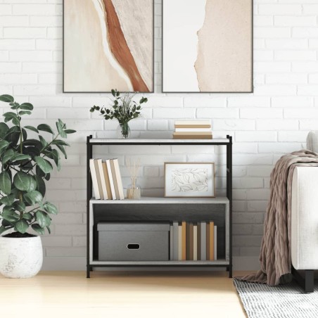 vidaXL Libreria Grigio Sonoma 80x30x78,5 cm Legno Multistrato e Ferro
