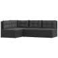 vidaXL Set Divani da Giardino 4 pz con Cuscini Nero in Polyrattan vidaXL Set Divani da Giardino 4 pz con Cuscini Nero in Polyrattan