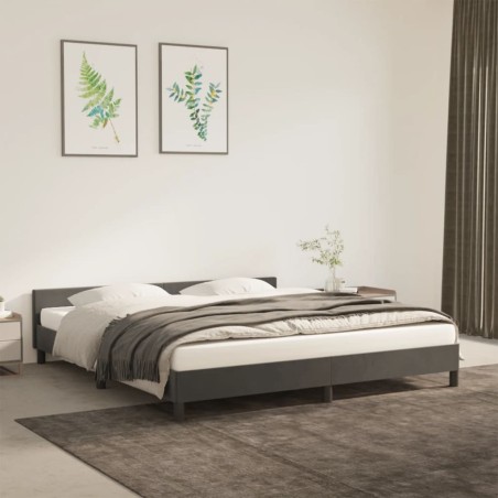 vidaXL Giroletto con Testiera Grigio Scuro 180x200 cm in Velluto