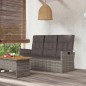 vidaXL Panca Giardino Reclinabile con Cuscini 173cm Polyrattan Grigio vidaXL Panca Giardino Reclinabile con Cuscini 173cm Polyrattan Grigio