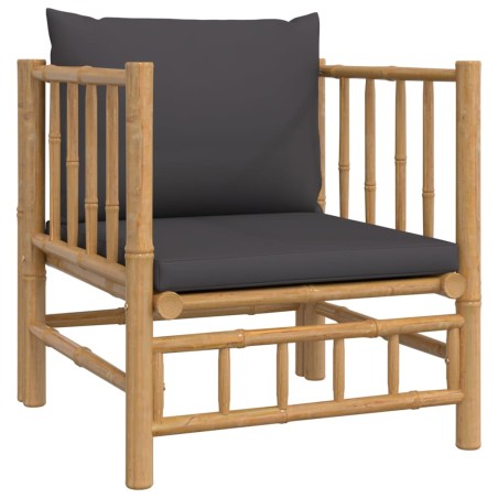 vidaXL Divano da Giardino con Cuscini Grigio Scuro in Bambù