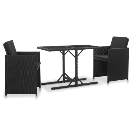 vidaXL Set da Pranzo da Giardino 9 pz con Cuscini in Polyrattan Nero 