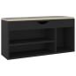 vidaXL Panca Porta Scarpe con Cuscino Nera 104x30x49cm Multistrato vidaXL Panca Porta Scarpe con Cuscino Nera 104x30x49cm Multistrato