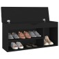 vidaXL Panca Porta Scarpe con Cuscino Nera 104x30x49cm Multistrato vidaXL Panca Porta Scarpe con Cuscino Nera 104x30x49cm Multistrato