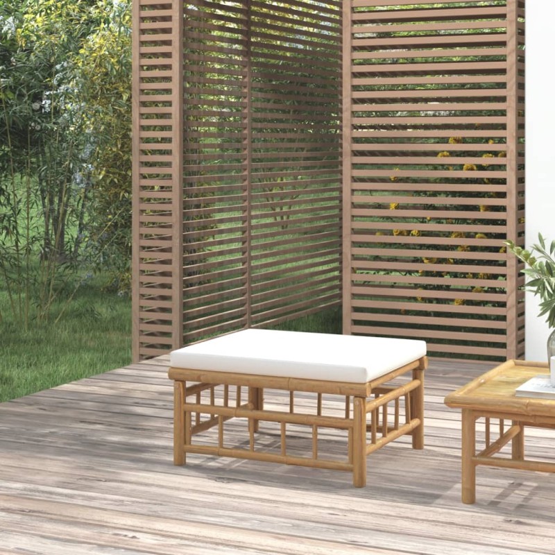 vidaXL Poggiapiedi da Giardino con Cuscino Bianco Crema in Bambù vidaXL Poggiapiedi da Giardino con Cuscino Bianco Crema in Bambù