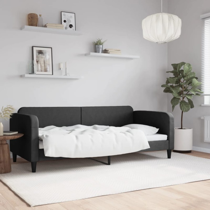 vidaXL Letto da Giorno Nero 90x200 cm in Tessuto vidaXL Letto da Giorno Nero 90x200 cm in Tessuto