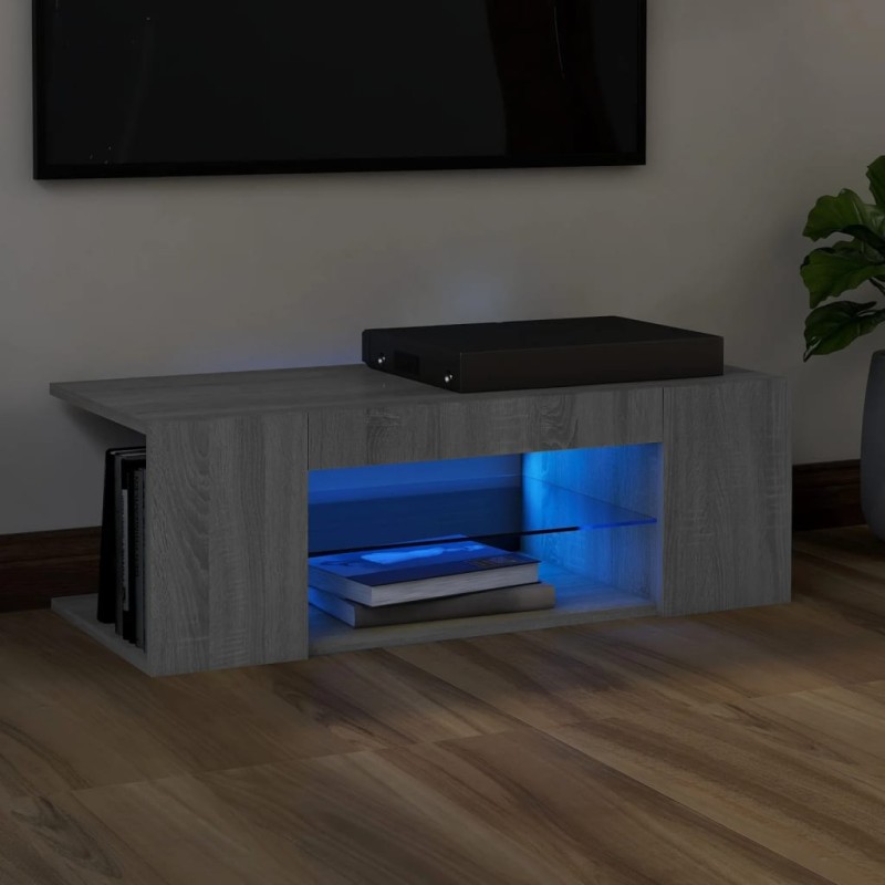 Mobile Porta TV con Luci LED Grigio Sonoma 90x39x30 cm Mobile Porta TV con Luci LED Grigio Sonoma 90x39x30 cm