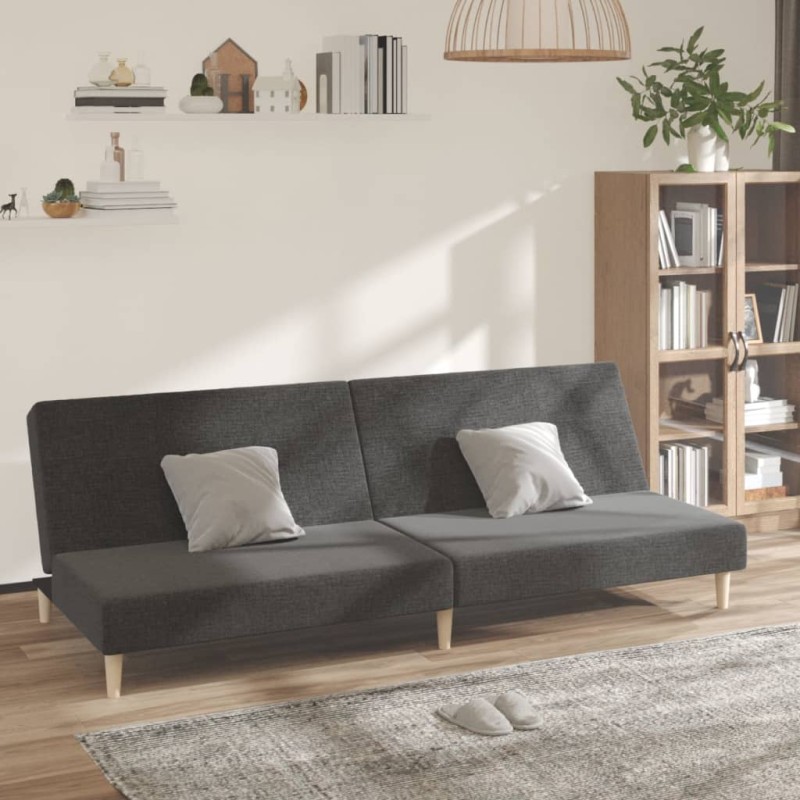 vidaXL Divano Letto a 2 Posti Grigio Scuro in Tessuto vidaXL Divano Letto a 2 Posti Grigio Scuro in Tessuto