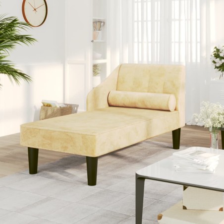 vidaXL Sdraio con Capezzale Crema in Velluto