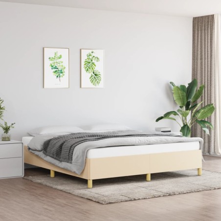 vidaXL Giroletto senza Materasso Crema 160x200 cm in Tessuto