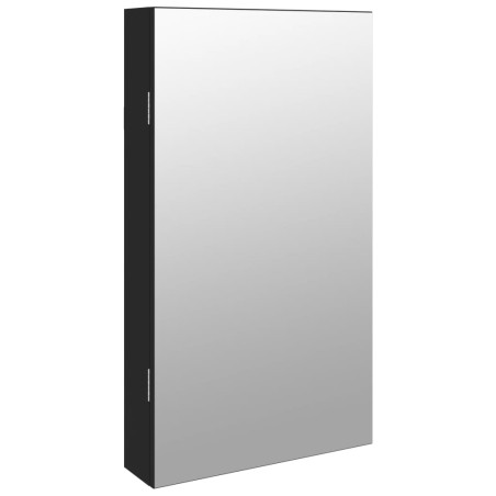 vidaXL Armadio Portagioie a Specchio con Luci LED a Parete Nero