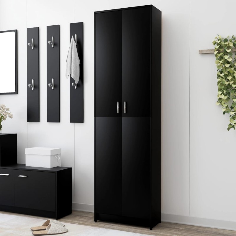 Armadio per Ingresso Nero 55x25x189 cm in Truciolato Armadio per Ingresso Nero 55x25x189 cm in Truciolato