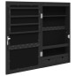 vidaXL Armadio Portagioie a Specchio con Luci LED a Parete Nero vidaXL Armadio Portagioie a Specchio con Luci LED a Parete Nero