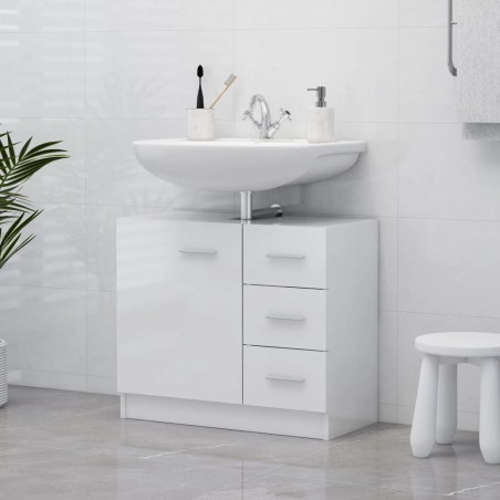 Mobile Sottolavabo Bianco Lucido 63x30x54 cm in Truciolato