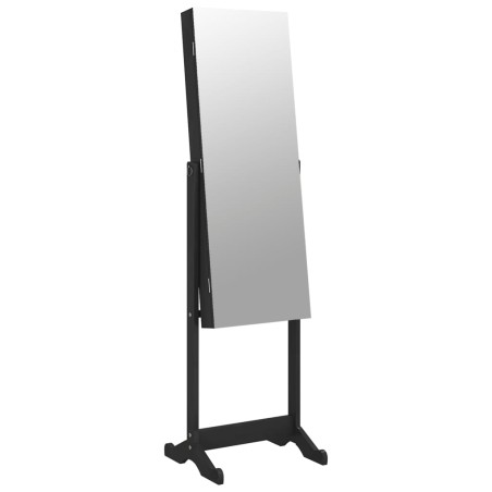 vidaXL Armadio Portagioie Specchio Autoportante Nero 42x38x152 cm