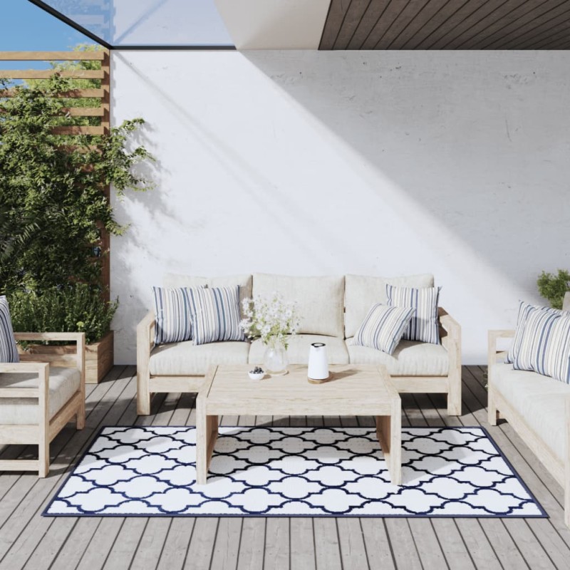 vidaXL Tappeto da Esterno Navy e Bianco 100x200 cm Design Reversibile vidaXL Tappeto da Esterno Navy e Bianco 100x200 cm Design Reversibile