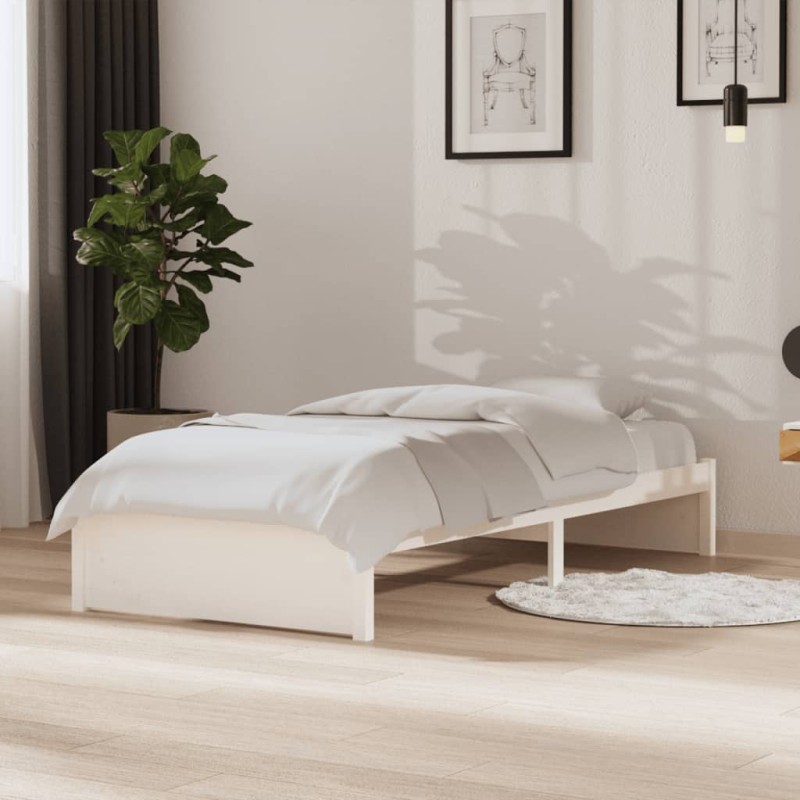 vidaXL Giroletto Bianco 90x190 cm in Legno Massello di Pino vidaXL Giroletto Bianco 90x190 cm in Legno Massello di Pino