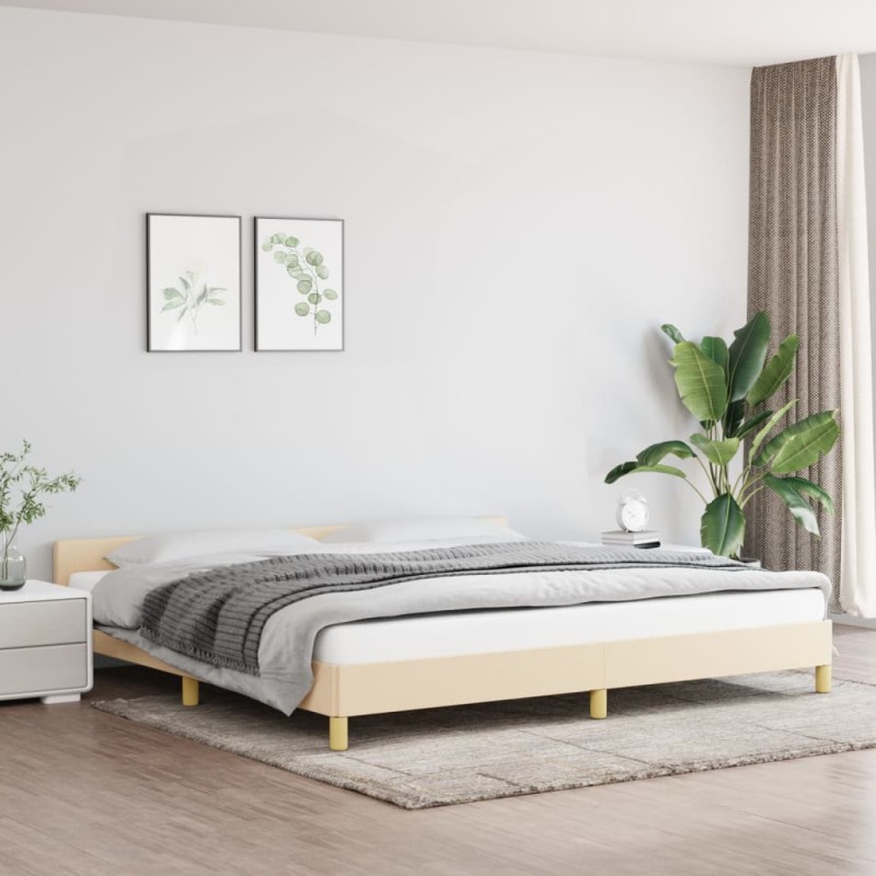 vidaXL Giroletto con Testiera Crema 200x200 cm in Tessuto vidaXL Giroletto con Testiera Crema 200x200 cm in Tessuto