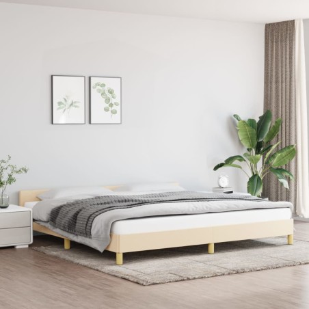 vidaXL Giroletto con Testiera Crema 200x200 cm in Tessuto