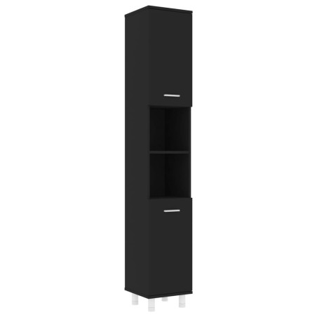 Armadio da Bagno Nero 30x30x179 cm in Truciolato