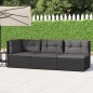 vidaXL Set Divani da Giardino 3 pz con Cuscini Nero in Polyrattan vidaXL Set Divani da Giardino 3 pz con Cuscini Nero in Polyrattan