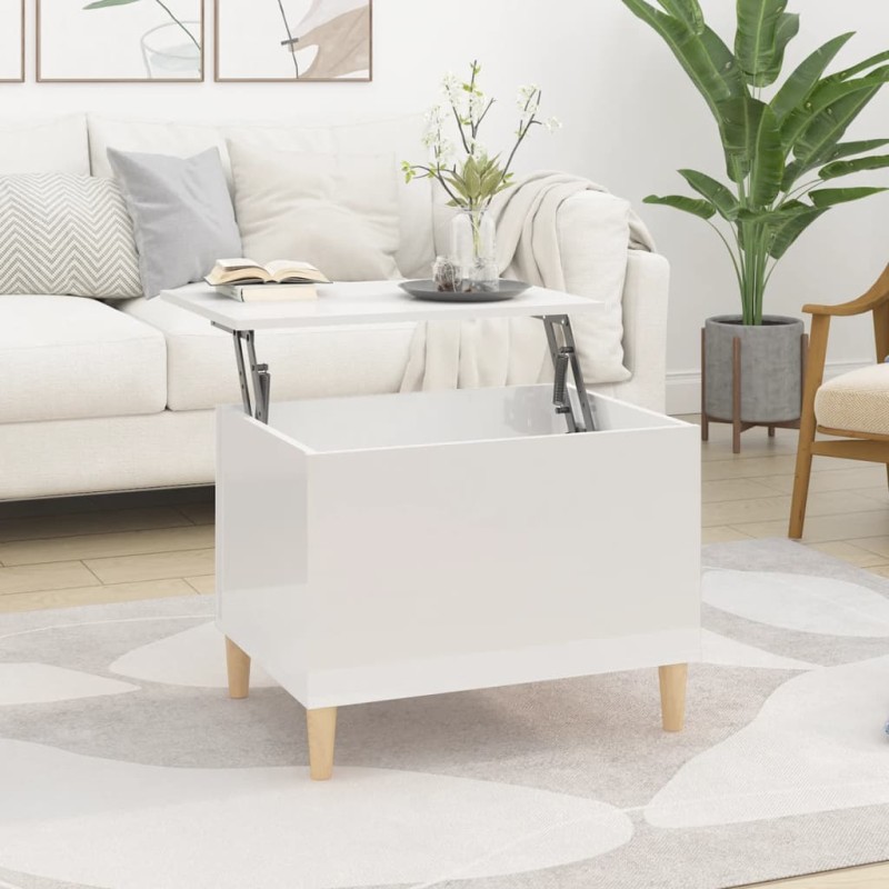Tavolino Salotto Bianco Lucido 60x44,5x45 cm Legno Multistrato Tavolino Salotto Bianco Lucido 60x44,5x45 cm Legno Multistrato