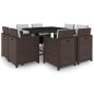 vidaXL Set da Pranzo da Giardino 9 pz con Cuscini Polyrattan Marrone vidaXL Set da Pranzo da Giardino 9 pz con Cuscini Polyrattan Marrone