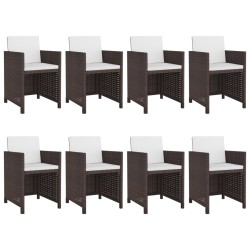 vidaXL Set da Pranzo da Giardino 9 pz con Cuscini Polyrattan Marrone