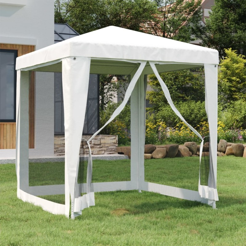 Tendone per Feste con 4 Pareti in Rete 2x2 m Bianco Tendone per Feste con 4 Pareti in Rete 2x2 m Bianco