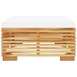 vidaXL Poggiapiedi da Giardino con Cuscino Crema Legno Massello Teak