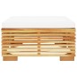 vidaXL Poggiapiedi da Giardino con Cuscino Crema Legno Massello Teak