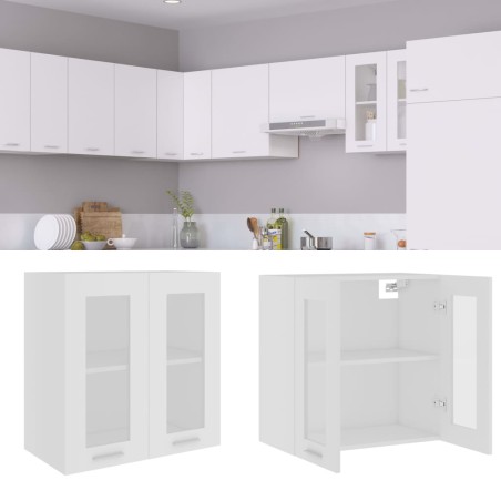 Armadio Sospeso con Vetro Bianco 60x31x60 cm in Truciolato