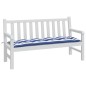 vidaXL Cuscino per Panca Bianco e Blu 150x50x7 cm in Tessuto Oxford