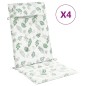 vidaXL Cuscini Sedia Schienale Alto 4 pz Motivo Foglie Tessuto Oxford