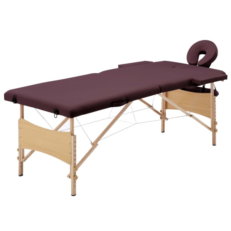 vidaXL Lettino da Massaggio Pieghevole a 2 Sezioni in Legno Viola Vino vidaXL Lettino da Massaggio Pieghevole a 2 Sezioni in Legno Viola Vino
