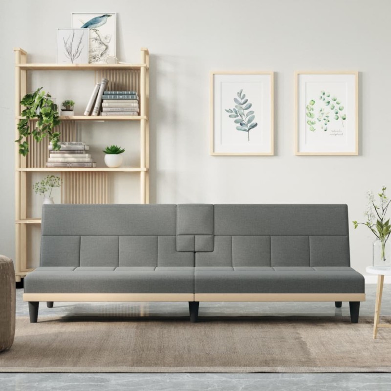 vidaXL Divano Letto con Portabicchieri in Tessuto Grigio Scuro vidaXL Divano Letto con Portabicchieri in Tessuto Grigio Scuro
