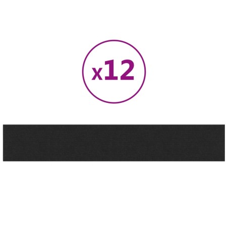 vidaXL Pannelli Murali 12 pz Nere 90x15 cm Tessuto 1,62 m²