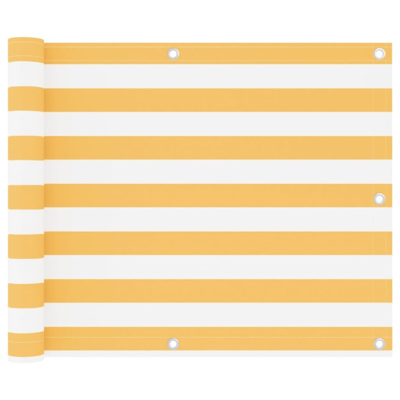 Paravento da Balcone Bianco e Giallo 75x300 cm Tessuto Oxford