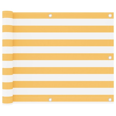 Paravento da Balcone Bianco e Giallo 75x300 cm Tessuto Oxford